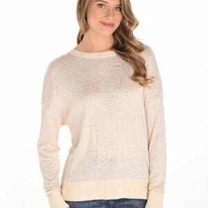253701 Cream & Silver Sparkle Top by FRANK LYMAN